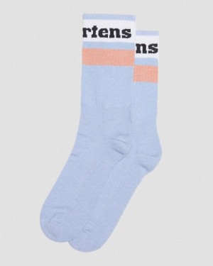 Dr Martin Martens Athletic Logo Organic Cotton Blend Socks (Cotton Blend) Socks Zen Blue | MP89-P0SF