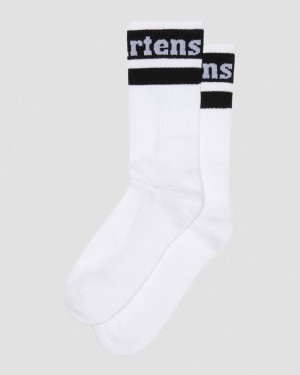 Dr Martin Martens Athletic Logo Organic Cotton Blend Socks (Cotton Blend) Socks White+Black | ZN65-D3ZG