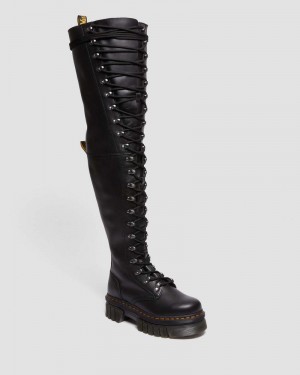 Dr Martin Martens Audrick 22-Eye Extreme Lace Knee High Platform Botos (Nappa Lux) Platforms Boots Black | QF35-P9RF