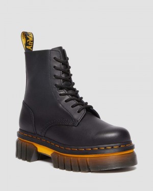 Dr Martin Martens Audrick Contrast Sole Leather Platform Ankle Boots (Polished Lucido) Boots Black | JK82-L2CF