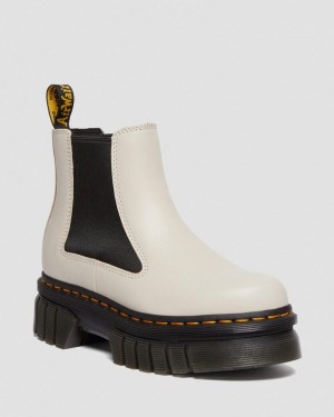 Dr Martin Martens Audrick Nappa Leather Platform Chelsea Boots (Nappa Lux) Platforms Boots Cobblestone Grey | JW24-X4TA