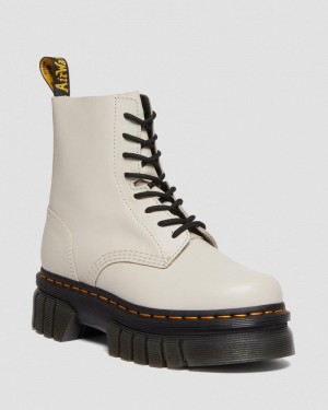 Dr Martin Martens Audrick Nappa Leather Platform Ankle Boots (Nappa Lux) Platforms Boots Cobblestone Grey | PD37-X5UO