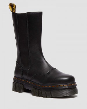 Dr Martin Martens Audrick Tall Nappa Leather Platform Chelsea Boots (Nappa Lux) Platforms Boots Black | CW01-E6WO