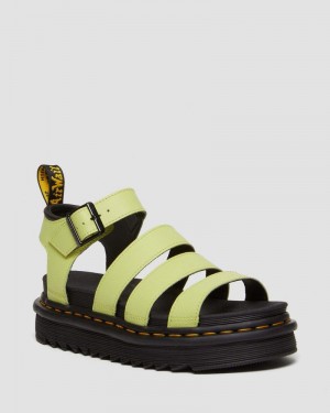 Dr Martin Martens Blaire Athena Leather Strap Sandals (Athena) Shoes Lime Green | WA26-W5PB