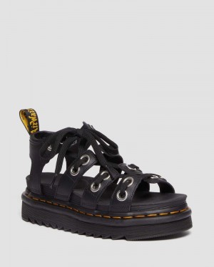 Dr Martin Martens Blaire Hardware Leather Strap Sandals (Athena) Sandals Black | DL30-Z1IV