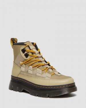 Dr Martin Martens Boury Nylon & Leather Casual Boots (Cyclone Nylon+Lapstone) Boots Pale Olive | WV90-Z1HV