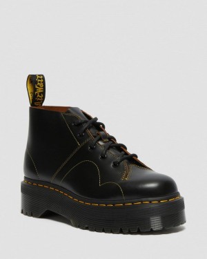 Dr Martin Martens Church Platform Monkey Boots (Vintage Smooth) Platforms Boots Black | XR24-S5WR