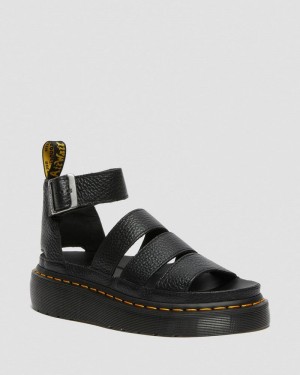 Dr Martin Martens Clarissa II - Leather Platform Sandals (Milled Nappa) Platforms Sandals Black | VN26-S2KA