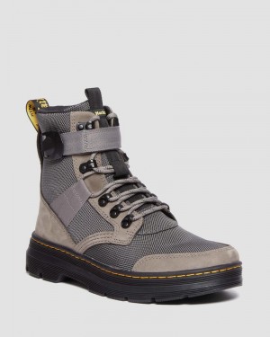 Dr Martin Martens Combs Tech II Fleece-Lined Casual Boots (Buffbuck Two Tone Nylon) Boots Nickel Grey | HE40-E4UN