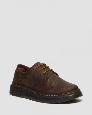 Dr Martin Martens Crewson Lo Crazy Horse Leather Casual Shoes (Crazy Horse) Shoes Dark Brown | MS60-Y2YQ