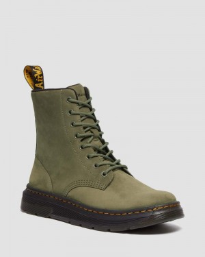 Dr Martin Martens Crewson Nubuck Leather Everyday Boots (Buffbuck) Boots Dms Olive | KT92-J3HQ