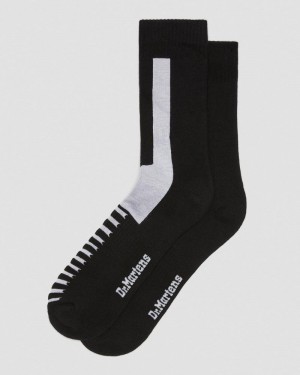 Dr Martin Martens Double Doc Cotton Blend Socks (Cotton Blend) Socks Black+White | VI32-D4MP