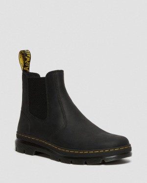 Dr Martin Martens Embury Leather Casual Chelsea Boots (Wyoming) Boots Black | ZU76-K3IA