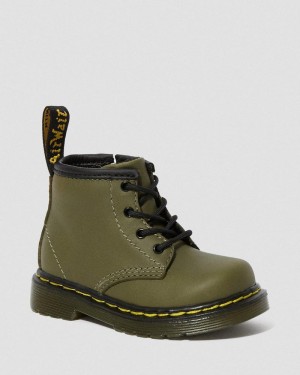 Dr Martin Martens Infant 1460 Leather Lace Up Boots (Romario) Boots Olive | ES18-S8BS