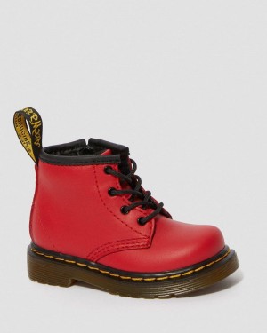 Dr Martin Martens Infant 1460 Leather Lace Up Boots (Romario) Boots Red | EB75-H0OE