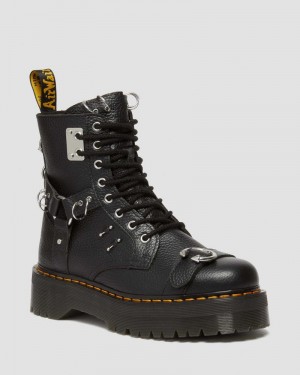 Dr Martin Martens Jadon Boot Piercing Milled Nappa Leather Platforms (Milled Nappa) Platforms Boots Black | HA36-J4UZ