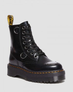 Dr Martin Martens Jadon Boot Toe Guard Leather Platforms (Buttero) Platforms Boots Black | QK09-H5DH