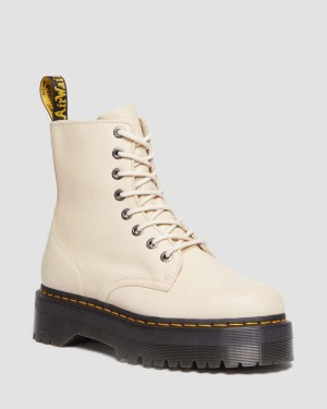 Dr Martin Martens Jadon III Boot Pisa Leather Platforms (Pisa) Platforms Boots Parchment Beige | DY48-I8KB