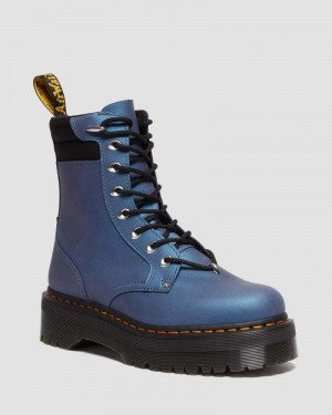 Dr Martin Martens Jadon II Boot Hardware Pull Up Leather Platforms (Pull Up Shift) Platforms Boots Deep Blue | ZS87-I9JX