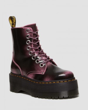 Dr Martin Martens Jadon Max Boot Distressed Leather Platforms (Arcadia) Platforms Boots Fondant Pink | AZ44-G5GC