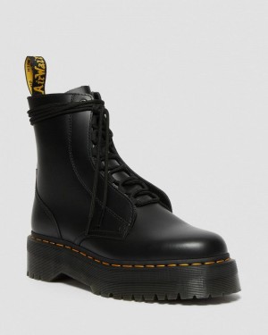 Dr Martin Martens Jarrick Smooth Leather Platform Boots (Smooth Leather) Platforms Boots Black | US42-K6WK