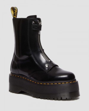 Dr Martin Martens Jetta Hi Max Leather Platform Boots (Buttero) Platforms Boots Black | AK72-F5HA