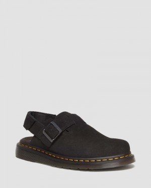 Dr Martin Martens Jorge II Suede Slingback Mules (E.H.Suede) Sandals Black | EK07-J0XQ