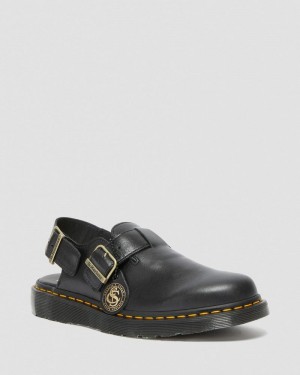 Dr Martin Martens Jorge Made in England Leather Slingback Mules Sandals Black | YA25-U6TW