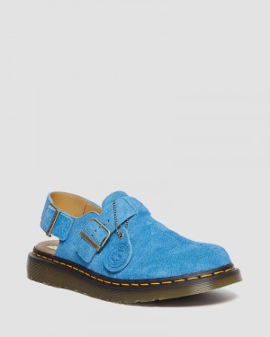 Dr Martin Martens Jorge Made in England Suede Slingback Mules (Repello Calf Suede (Gum Oil)) Sandals Blue | FZ50-W3JO