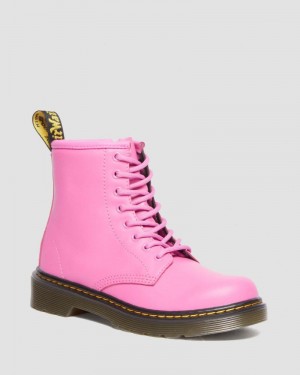 Dr Martin Martens Junior 1460 Leather Lace Up Boots (Romario) Boots Thrift Pink | WL59-M5QV