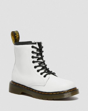 Dr Martin Martens Junior 1460 Leather Lace Up Boots (Romario) Boots White | AW81-O7ZQ