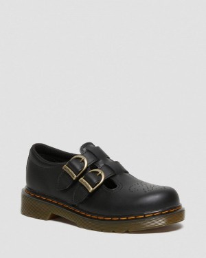 Dr Martin Martens Junior 8065 Softy T Leather Mary Jane Shoes (Softy T) Shoes Black | NG93-W1ID