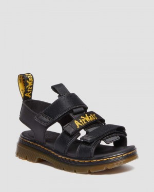 Dr Martin Martens Junior Callan Casual Sandals (Extra Tough 50/50+Rubbery) Sandals Black | HX28-U4HB