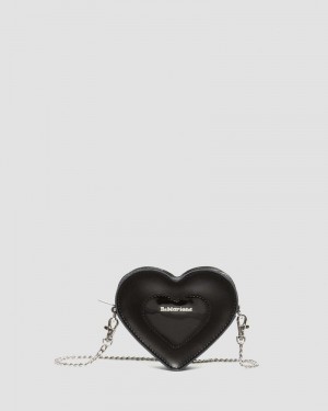 Dr Martin Martens Mini Heart Shaped Kiev & Patent Leather Bag (Kiev+Patent Lamper) Bags & Backpacks Black | NL65-V6GI