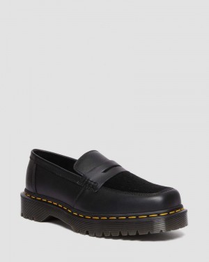 Dr Martin Martens Penton Bex Square Toe Hair-On & Leather Loafers (Lucido + Hair On) Shoes Black | VW02-U4FF