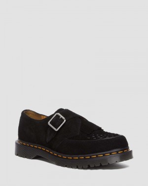 Dr Martin Martens Ramsey Suede Kiltie Buckle Creepers (Desert Oasis Suede) Shoes Black | UZ26-L2WG