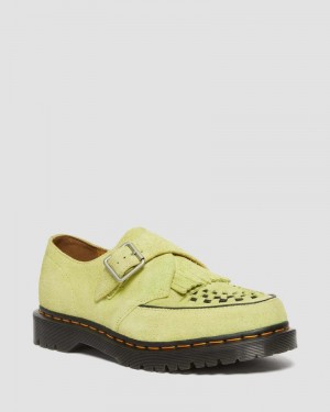 Dr Martin Martens Ramsey Suede Kiltie Buckle Creepers (Desert Oasis Suede) Shoes Lime Green | QE42-E4FB