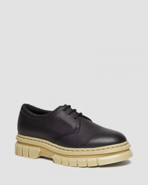 Dr Martin Martens Rikard Contrast Sole Leather Platform Shoes (Polished Lucido) Shoes Black | AA17-X0LX