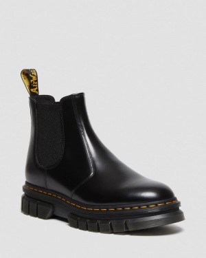 Dr Martin Martens Rikard Polished Smooth Leather Chelsea Boots (Polished Smooth) Platforms Boots Black | DM27-K3OY