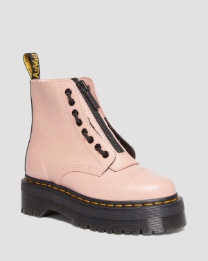 Dr Martin Martens Sinclair Milled Nappa Leather Platform Boots (Milled Nappa) Platforms Boots Peach Beige | MB08-H1RB