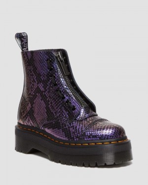 Dr Martin Martens Sinclair Snake Print Emboss Leather Platform Boots (Viper Croc Emboss) Platforms Boots Black / Multi | SK91-U3XZ