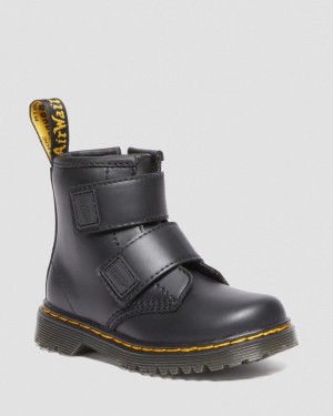 Dr Martin Martens Toddler 1460 Double Strap Leather Boots (Romario) Boots Black | JQ42-K0EZ