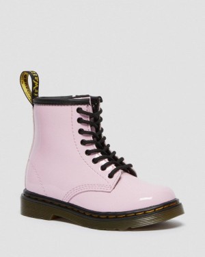 Dr Martin Martens Toddler 1460 Patent Leather Lace Up Boots (Patent Leather) Boots Pale Pink | TB10-G4NJ