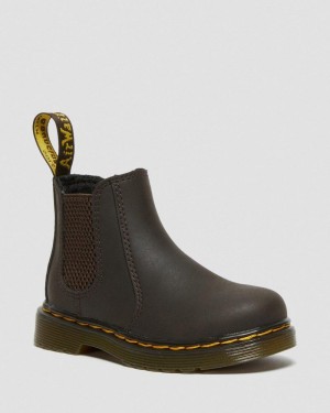 Dr Martin Martens Toddler 2976 Wildhorse Leather Chelsea Boots (Wildhorse Lamper) Boots Dark Brown | WS83-K3FP