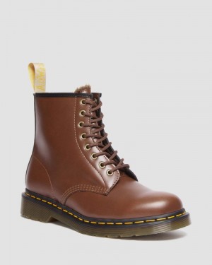 Dr Martin Martens Vegan 1460 Faux Fur Lined Lace Up Boots (Norfolk Vegan) Boots Brown | ZJ81-D8ZB