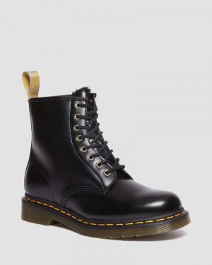 Dr Martin Martens Vegan 1460 Faux Fur Lined Lace Up Boots (Norfolk Vegan) Boots Black | RI86-L8UP