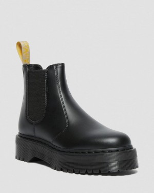 Dr Martin Martens Vegan 2976 Felix Platform Chelsea Boots (Felix Rub Off) Platforms Boots Black | YD15-Q6KD