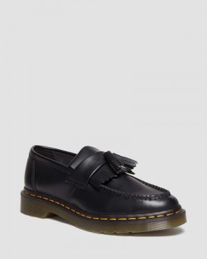 Dr Martin Martens Vegan Adrian Felix Tassel Loafers (Felix Rub Off) Shoes Black | LU41-B1BL