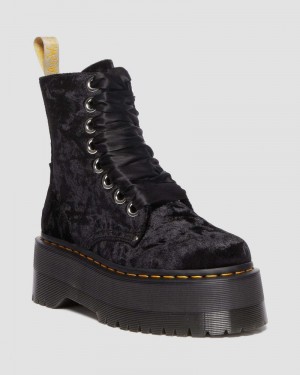 Dr Martin Martens Vegan Jadon Boot Max Crushed Velvet Platforms (Crushed Velvet) Shoes Black | KO50-Q2II