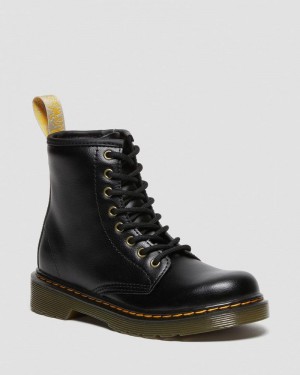 Dr Martin Martens Vegan Junior 1460 Lace Up Boots (Newbury Tumble) Boots Black | HI95-Q3AV